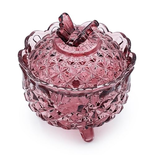 Crystal Glass Candy Snack Barrel Storage Jar Embossed Luxury Cookie Buffet Canister With Lids Jewelry Box Jar Biscuit Containers（Butterfly-Purplish-Red） - color: Butterfly-Purplish-Red