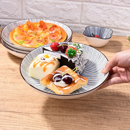 8" Ceramic Dinner Plate - Porcelain Dinnerware - Kitchen & Dining Tableware - Set of 4 (XT) - color: XT