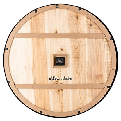 Oldtown Farmhouse Metal & Solid Wood Noiseless Wall Clock (Wood, 36-inch) - color: Wood, size: 36-inch