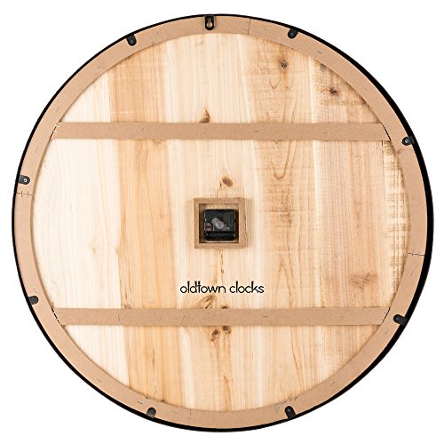 Oldtown Farmhouse Metal & Solid Wood Noiseless Wall Clock (Wood, 36-inch) - color: Wood, size: 36-inch