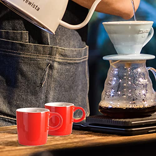 homEdge Mini Porcelain Espresso Cup, 4 Ounces / 120 ml Tiny Ceramic Coffee Mugs Demitasse for Espresso, Tea- Set of 6, Red - color: Red