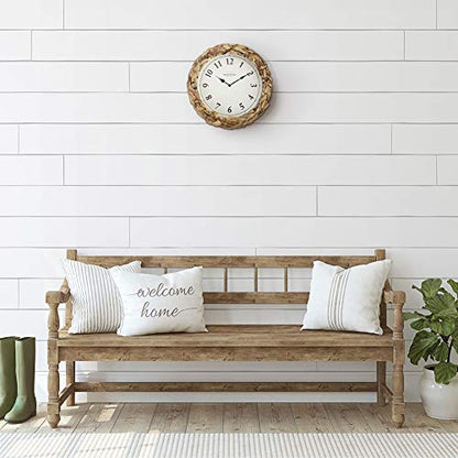 Farmhouse Series, Rustic Woven Clock | 10.5-Inch Natural Woven Water Hyacinth/Seagrass Wall Clock, Wall Art for Home & Farmhouse Decor - size: 10.5 inch