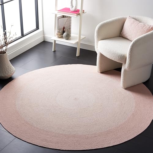 SAFAVIEH Cape Cod Collection 6' Round Pink CAP242U Handmade Braided Cotton Area Rug - color: Pink, size: 6' (Round)