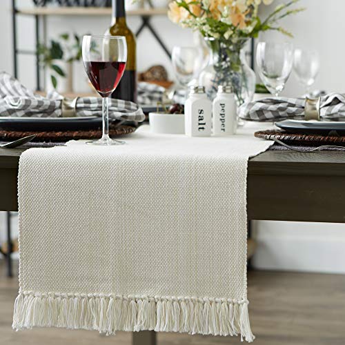 DII Variegated Tabletop Collection, Table Runner3x108, Off-White - color: Off-white, size: Table Runner, 13x108"