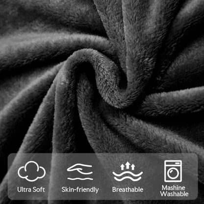 3-Pack Fleece Throw Blankets 50x60, 300GSM Soft Flannel Plush Blanket, Lightweight Warm Couch Sofa Bed Blankets, No Shedding All Season (Black) - color: Black
