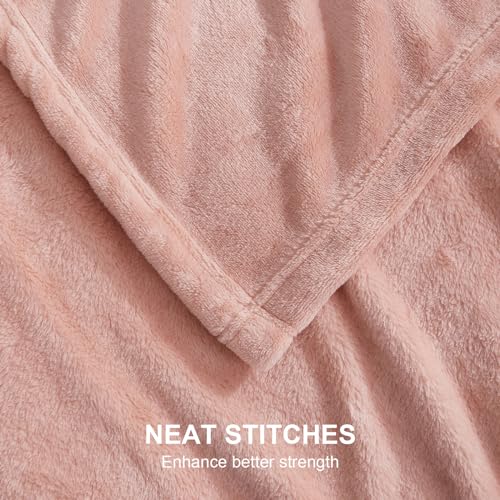Hansleep Throw XL Dusty Pink Fleece Blanket, Soft Flannel Bed Blanket | Fuzzy Cozy Blanket 50x70 Inches, Multi-use for Bed, Sofa, Couch, Travel, Camping, All Season Warm Lightweight Cover - color: Dusty Pink, size: Throw XL (50x70 Inches)