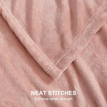 Hansleep Throw XL Dusty Pink Fleece Blanket, Soft Flannel Bed Blanket | Fuzzy Cozy Blanket 50x70 Inches, Multi-use for Bed, Sofa, Couch, Travel, Camping, All Season Warm Lightweight Cover - color: Dusty Pink, size: Throw XL (50x70 Inches)