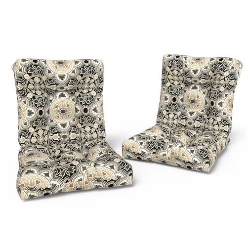 LVTXIII Outdoor Tufted Low Back Cushions Set of 2 Patio Seasonal Replacement Rocking Chair Cushion with Ties, Solid Seat and Back Chair Cushion, 42 L x 21W, Vintage Medallion - color: Vintage Medallion, size: 42x21x4