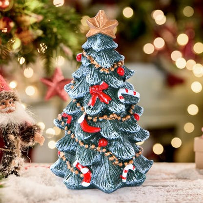 Christmas decor Figurine, Resin Xmas Tree Ornament for Table Top (Tree) | Christmas Tree with Various Decorations, Handmade Statue for Gift, Christmas Party Home Decoration