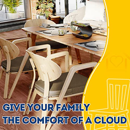 AAAAAcessories D-Shaped Chair Cushions, 2" Thick Dining Chair Pads with Ties and Removable, Machine-Washable Cover, 17" x 16", Set of 4, Taupe - color: Taupe, size: 4 Count(Pack of 1)