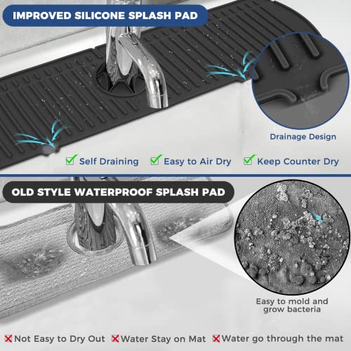 BFONS Silicone Faucet Handle Drip Catcher Tray, 24in x 5.55in, Black - size: Black(1Pack): 24"x5.55"