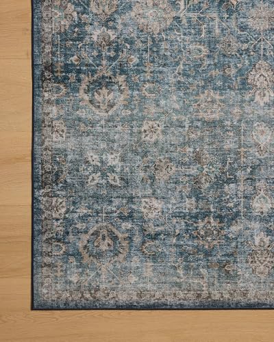 Loloi Anniston Lagoon/Natural 2'-3" x 3'-9" Accent Rug | ANS-02 Machine Washable Printed Approx. 2x4 Blue Entryway Kitchen, Traditional, Distressed, Accent Rug - color: Lagoon / Natural, size: 2'3" x 3'9" (Rectangular)