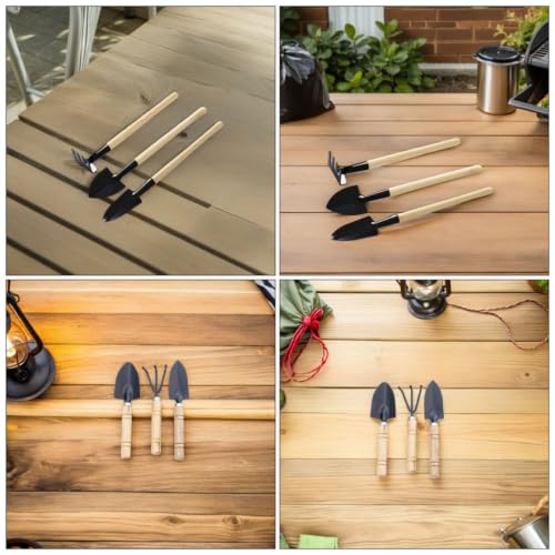 Yardwe 9pcs Small Gardening Tools Set with Ergonomic Handle and Precision Size, Wooden and Iron Indoor Garden Tool Kit for Houseplants and Home Balconies