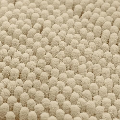 HOMEIDEAS 3 Pieces Bathroom Rugs, Ultra Soft Non Slip Absorbent Chenille Toilet Bath Mat Set (Beige) - color: Beige-beige, size: 17"x24"+20"x32"+U Shape 20"x24"