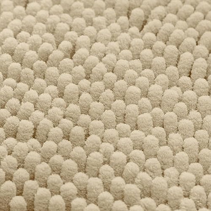 HOMEIDEAS 3 Pieces Bathroom Rugs, Ultra Soft Non Slip Absorbent Chenille Toilet Bath Mat Set (Beige) - color: Beige-beige, size: 17"x24"+20"x32"+U Shape 20"x24"