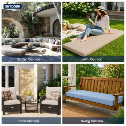 Custom Bench Cushion for Outdoor/Indoor Furniture, Custom Size & Shape, Bench Pad for Bay Window Seat, Patio Bench, Swing, 75D High Resilience Sponge, Non-Slip Bottom