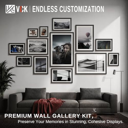 VCK 8x10 Picture Frame - 6 Pack, Black Wide Border Wood 10x8 Photo Frames, Multi-Directional Display Family Photos, Office Prints, Studio/Gallery, Tabletop & Wall Hanging - color: Black, size: 8 x 10