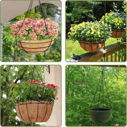 Heybe 24 Inch Hanging Basket Chains with Hooks, 3 Point Hanging Flower Pot Chains 3 Leads,Set of 3, Black (24inch, 3 Point) - size: 24 inches, style: 3 point