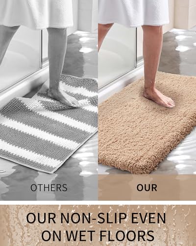 Toilet Rugs U-Shaped Mat 24x22, Contour Bathroom Mat - Ultra Soft & Absorbent Microfiber, Quick-Dry, Machine Washable with High Density Foam Latex Non Slip Backing, Beige - color: Beige, size: 24" X 22"(Toilet Rug)