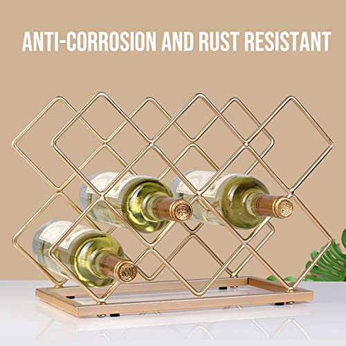 Countertop Wine Rack - 10 Bottle Freestanding Modern Gold Metal Small Wine Rack - Tabletop Wine Holder Stand for Cabinet, Pantry, Wine Bottle Storage… - color: B-gold 10btl