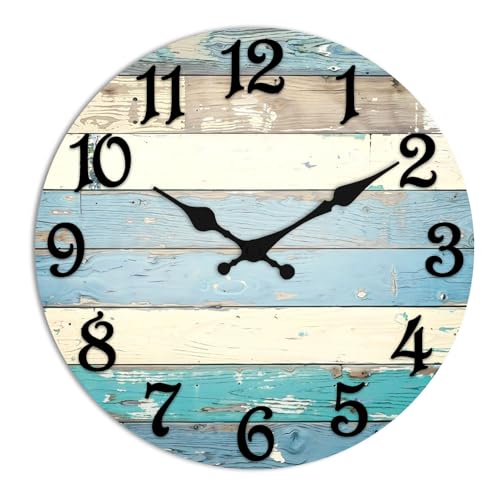 Round Wall Clock Silent Non-Ticking 8", Beach Coastal | Battery Operated Clock Home Decor for Living Room, Kitchen, Bedroom, and Office - color: Geometric Modern Abstract, size: 8in