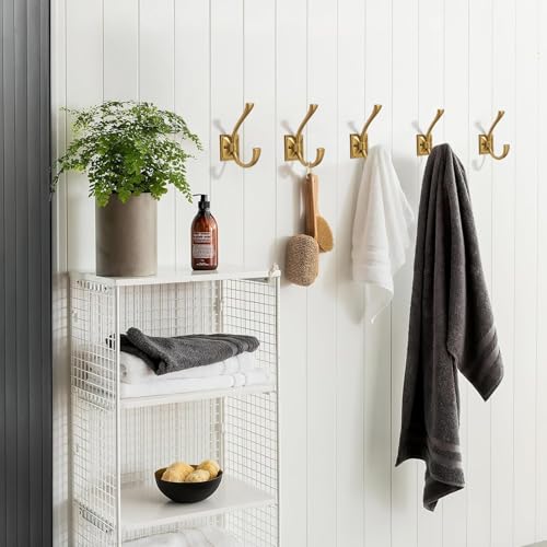 Antique Design Wall Hanging Coat Hook 5 Pack Matte Coat Hook Towel Hook for Entry Shoe Cabinet, Gold Wardrobe Bathroom Bedroom Furniture Hardware - color: Gold