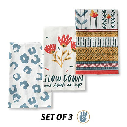 Folkulture Cute Kitchen Towels - Summer Kitchen Towels with Hanging Loop | 100% Cotton, Machine Washable, Tea Towels for Dying Dish Kitchen Essentials, Housewarming Gifts New Home, 20 X 26 Inch - color: Bloom