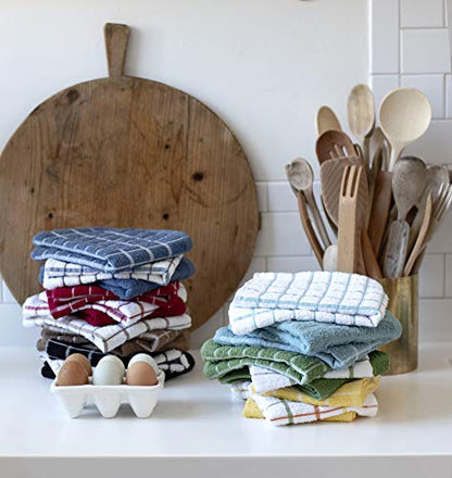 Ritz Premium 100% Cotton Terry Check Kitchen Dish Towels - Highly Absorbent, Super Soft, Long-Lasting, 25"x15", 3-Pack, Federal Blue - color: Federal Blue, size: 3-Pack - Kitchen Towel