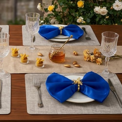 Bee Napkin Rings Set of 6, Gold Bee Napkin Holders with Rhinestones | Serviette Buckles Metal Holder for Cloth Napkins, Party Table Decor Banquet Wedding Birthday Thanksgiving Holiday Daily Use