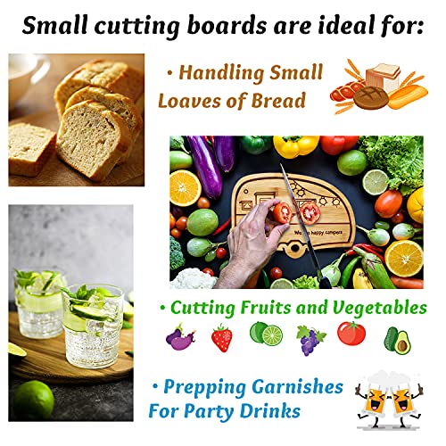 Happy Camper Bamboo Cutting Board,Retro RV Engraved Camping Cutting Board, Camper Decor RV Gift for Couple,Camping,Housewarming&Party | Unique Chopping Board & Camper Decor, Housewarming & Camping Gifts for Women and RV Lovers, New Home Party Gifts for Co