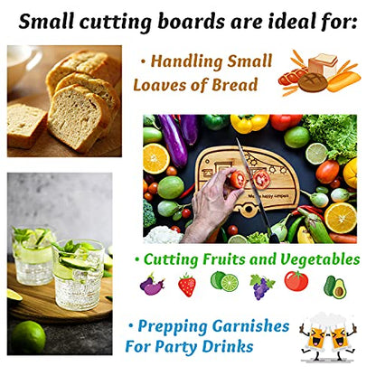 Happy Camper Bamboo Cutting Board,Retro RV Engraved Camping Cutting Board, Camper Decor RV Gift for Couple,Camping,Housewarming&Party | Unique Chopping Board & Camper Decor, Housewarming & Camping Gifts for Women and RV Lovers, New Home Party Gifts for Co