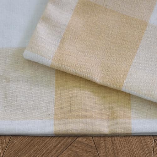 Beige & White 2 Side Cotton Buffalo Check Farmhouse Placemats Set of 4 Heat Resistant Dining Table Place Mats for Kitchen Table, 12 x 18 inches - color: Plaids Beige & White, size: Rectangular Placemats 12" x 18"