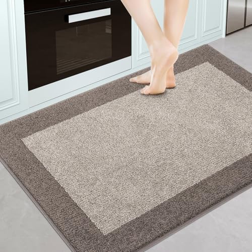 Kitchen Rug 32" x 48", Throw Rug for Bathroom, Floor, Door | Non Slip, Machine Washable, Absorbent, Quick Drying, for Entryway, Bedroom, - color: Beige, size: 32" X 48"