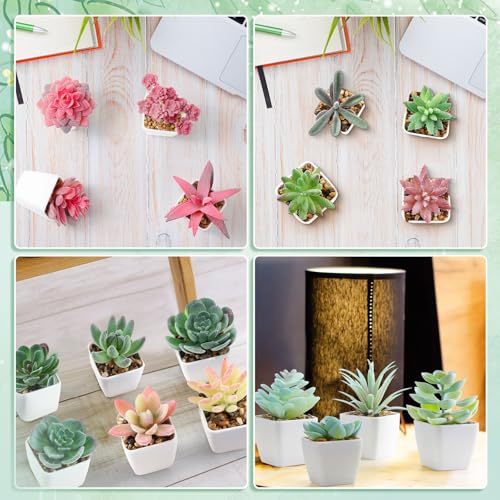 48 Pcs Mini Artificial Succulent Plants Potted Assorted Decorative Fake Succulent Plants with Pots Small Faux Succulents in Pots for Room Bookshelf Desk Bedroom (Rosette Collection) - style: Rosette Collection