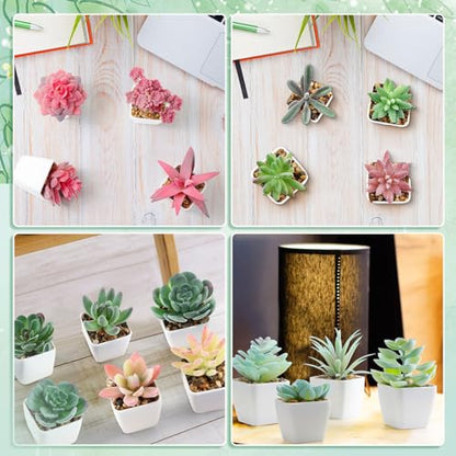 48 Pcs Mini Artificial Succulent Plants Potted Assorted Decorative Fake Succulent Plants with Pots Small Faux Succulents in Pots for Room Bookshelf Desk Bedroom (Rosette Collection) - style: Rosette Collection