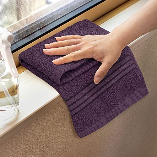 Utopia Towels 12 Pack Premium Wash Cloths, 12x12 in, 100% Cotton, Plum | Highly Absorbent Soft Feel Lightweight Washcloths - Premium Ring Spun Cotton, Ideal for Bathroom, Spa, Gym & Face - color: Plum