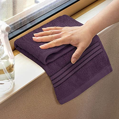 Utopia Towels 12 Pack Premium Wash Cloths, 12x12 in, 100% Cotton, Plum | Highly Absorbent Soft Feel Lightweight Washcloths - Premium Ring Spun Cotton, Ideal for Bathroom, Spa, Gym & Face - color: Plum