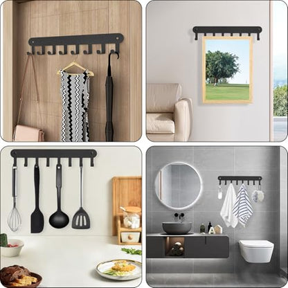 2 Pack Key Holder Wall Mount, Key Holder for Wall,Key Wall Holder | Key Hooks Hanging Keys, Key Hanger Wall Mount with 8 Hooks, Key Rack for Living Room, Kitchen, or Bathroo (Balck) - color: Black