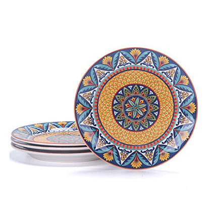 Bico Havana Salad Plates Set of 4, 8.75 Inch Ceramic Dessert Plates for Salad, Appetizer, Side Dishes, Microwave and Dishwasher Safe, Gift for Housewarming and Thanksgiving - color: Havana