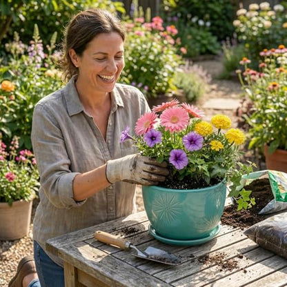 MyGift 7-Inch Turquoise Ceramic Planter Pot with Drainage Hole & Saucer | Round Embossed Sunburst Container for Indoor Plants, Succulents, Cactus, Herbs & Flowers with Attached Saucer - color: Turquoise