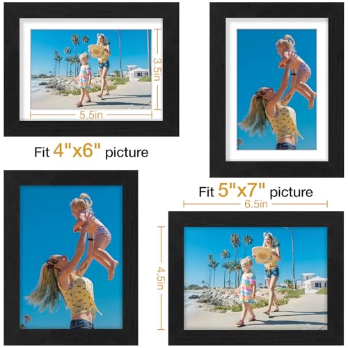 Vittanly 5x7 Picture Frames Set of 12, Wall & Tabletop, Black&Brown&White | Display Pictures 4x6 with Mat or 5x7 without Mat, Small Photo Frames, Engineered Wood with Shatter Resistant Plexiglass - color: Black&Brown&White, size: 5x7