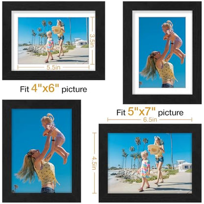 Vittanly 5x7 Picture Frames Set of 12, Wall & Tabletop, Black&Brown&White | Display Pictures 4x6 with Mat or 5x7 without Mat, Small Photo Frames, Engineered Wood with Shatter Resistant Plexiglass - color: Black&Brown&White, size: 5x7