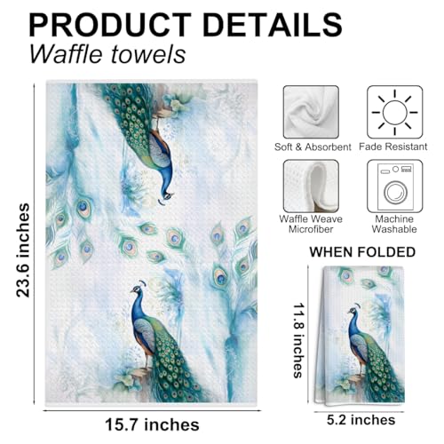 2 Pcs Super Soft Modern Blue Peacock Kitchen Towels, Exotic Animal Farmhouse Beautiful Bird Feather Bath Towels, Gift for Women Friend Coworker Sister Christmas Birthday Housewarming Gifts - color: Multicolor 360