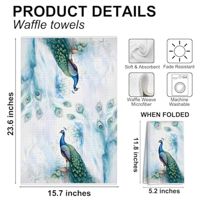 2 Pcs Super Soft Modern Blue Peacock Kitchen Towels, Exotic Animal Farmhouse Beautiful Bird Feather Bath Towels, Gift for Women Friend Coworker Sister Christmas Birthday Housewarming Gifts - color: Multicolor 360