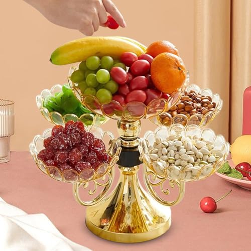 Generic Flower Snack Dessert Plate, Snack Serving Tray, Rotating Dried Fruit Plate, Divided Serving Dishes for Hotel, Living Room