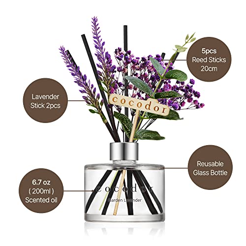 COCODOR Lavender Reed Diffuser/April Breeze/6.7oz/1Pack / Home Fragrance Scent Essential Oil Stick Diffuser for Bedroom Bathroom Home Decor for Women - size: Lavender/6.7Ounce/1 Pack