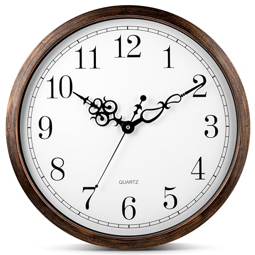 Bernhard Products Large Wall Clock 18 Inch Silent Non Ticking Movement Quartz Battery Operated Round Easy to Read Decorative Classic Brown Home/Kitchen/Office/Classroom/School Clocks, Black Numbers - color: Classic, size: 18 Inch