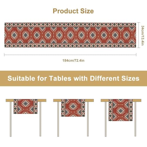 Aztec Table Runner, Boho Geometric Striped Pattern Tribal Table Cover for Farmhouse Home Dinning Living Room Western Party 13x36in - color: Aztec-4, size: 13x36in