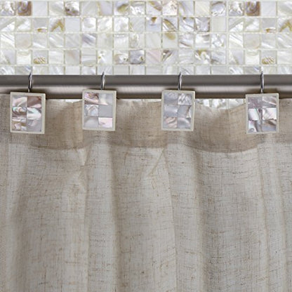 Creative Scents Milano Shower Curtain Hooks Decorative | Set of 12 | Mother of Pearl Shower Curtain Rings - style: Shower Curtain Hooks