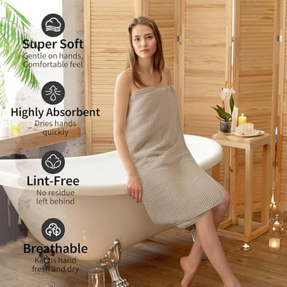 Microfiber Waffle Bath Towels, 4 Pieces, Soft, Absorbent, Fast Drying, Lint Free 430 GSM (27''x55''/68.58 cm x139.7 cm) - color: Beige